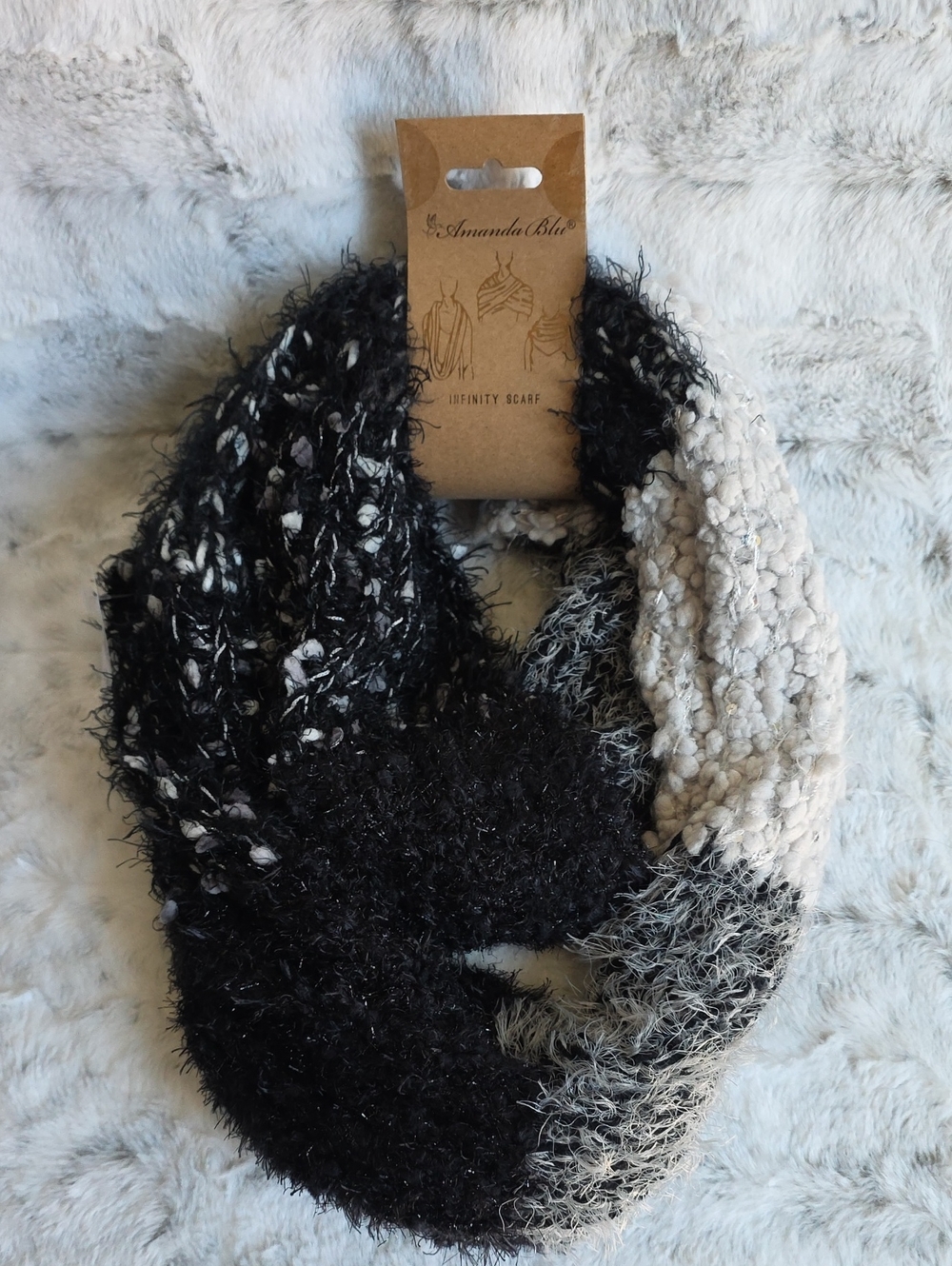 Amanda Blu Black & White Infinity Scarf - Cozy Women’s Accessory